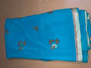 Blue Embellished Saree