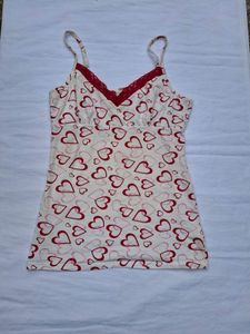 Cream Heart Print Cami Top