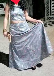 floral print choli with lehnga
