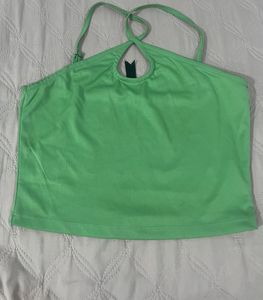 Lime Green Halter Neck Crop Top