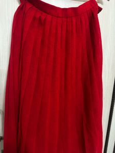 Red Pleated Skirt