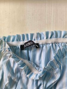 Zudio Blue Striped Ruched Tube Top