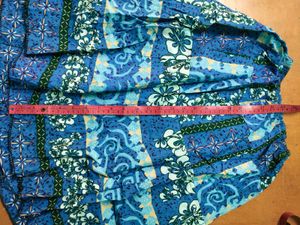 Blue Floral Print Cotton Skirt
