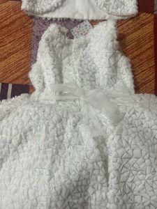 Baby Girl White Frock With Jeacket
