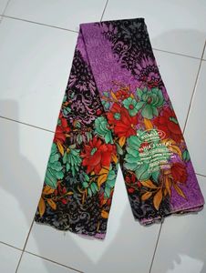 "Purple" Printed Saree With Unstitched Blouse