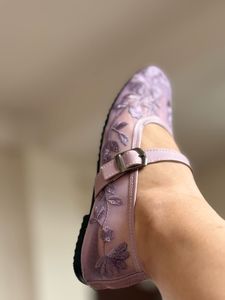 Lavender Embroidered Mesh Ballerinas
