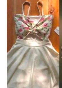 Floral Crop Top and White Skirt Set