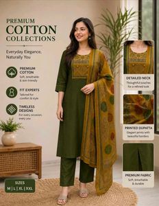 Olive Green Kurta Set with Dupatta