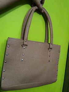 Classic Brown Faux Leather Tote Bag