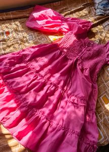 Pink Smocked Tiered Dress