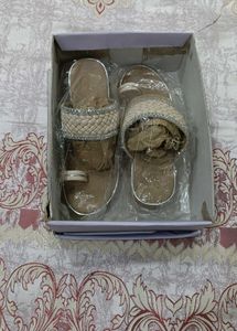 Woven Wedge Sandals with Embellished Straps