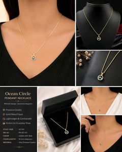 Ocean Circle Pendant Necklace - Gold Plated