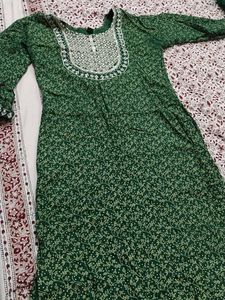 Beautiful Green Printed Kurta with pant