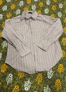 Striped Beige Button-Up Shirt