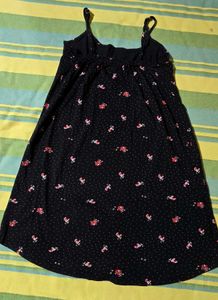 Black striped nightwear with floral print