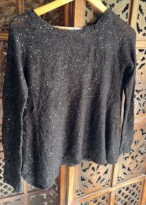 Sparkly Black Cardigan with Sheer Overlay