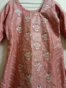 Pink Embroidered Kurta Set with Dupatta