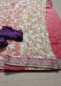 Stunning Pink Embroidered Saree