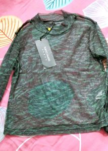 Sheer Green Marble Print Top