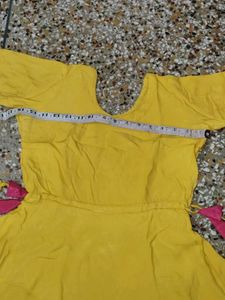 yellow frock  and  pink dhoti salwar