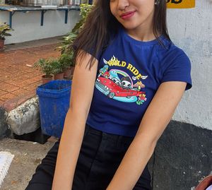 Blue Graphic Crop Top