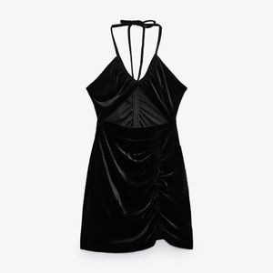 Black Velvet Cut-Out Mini Dress