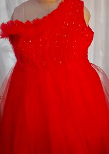 Stunning Red Tulle One-Shoulder Gown