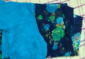Beautiful Blue Floral Saree with blouse