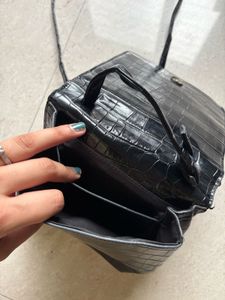 Black Croc Embossed Mini Bag