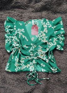 Green Floral Print Top