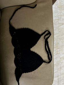 Black Crochet Bikini Top