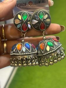Bohemian Multi-Color Jhumka Earrings