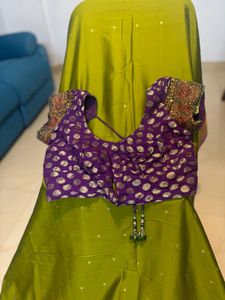 Elegant Olive Green Silk Saree