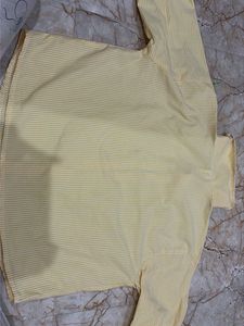 Zara Slightly Cropped Striped Yellow Shirt