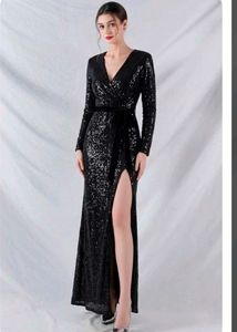LABEL RITU KUMAR Black Sequin Maxi Dress SALE❗