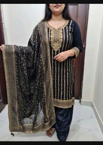 Elegant Black & Gold Salwar Suit 3pc xl