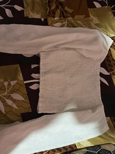 Cream Textured Crop Top
