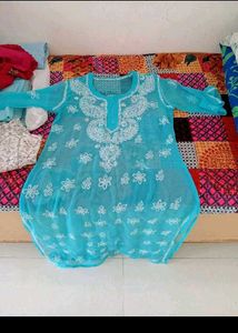 Blue Chikankari Kurti with inner