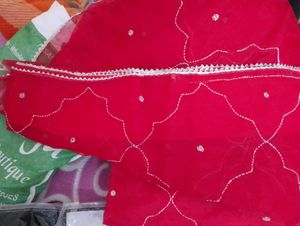 Red Embroidered Organza Saree