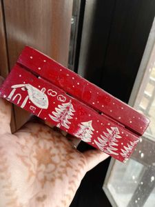 Vintage Hand-Painted Christmas Keepsake Wooden Box