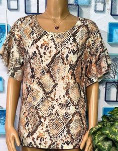 🇬🇧 Girl Top Stylish Snake Print Puff Sleeve