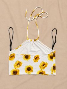 Forever 21 Sunflower Print Halter Top