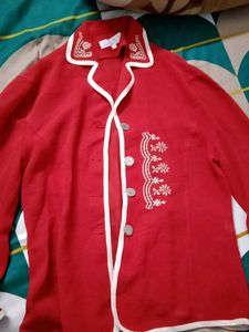 Elegant Red Embroidered shirt