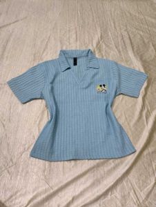 Light Blue Mickey Mouse Polo Shirt