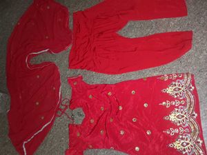silk red shlwar suit &amp;dupttta