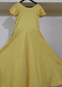 Yellow Embroidered Ethnic Gown