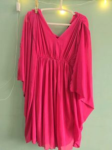 Vibrant Pink Flowy Mini kaftan Dress