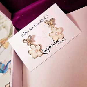 Pretty Floral Bow Earrings Fixed Price