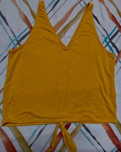 Yellow Sleeveless Tank Top with Front Knot