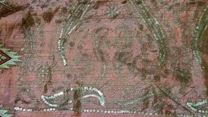 Elegant Peach Silk Saree with Golden Embroidery